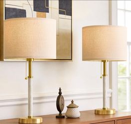 Wood gold and ivory lamps (2 pack)
