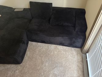 Black Corduroy Sectional Sofa boneless