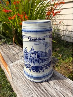 Vintage Blue & White Heineken Delfsche Huys delft blue Made in Holland