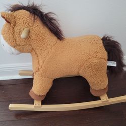 Rocking Horse, Soft Filling Ride on Pony, Rocking Animal, Stuffed Rocker for Kids 18 Months and up (Dark Brown)