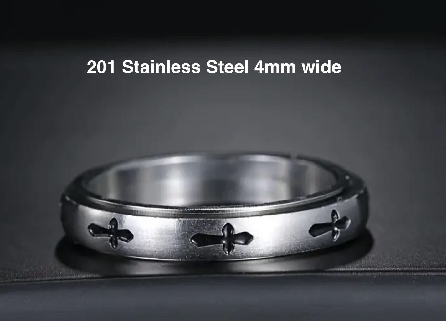 Beautiful 201 Stainless Steel black Cross Ring SIZE 10 & 11 Available 