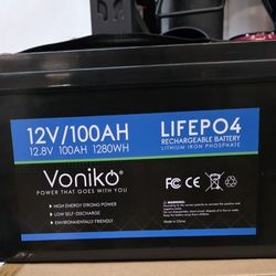 Voniko 12V 100Ah LiFePO4 Lithium Battery,
