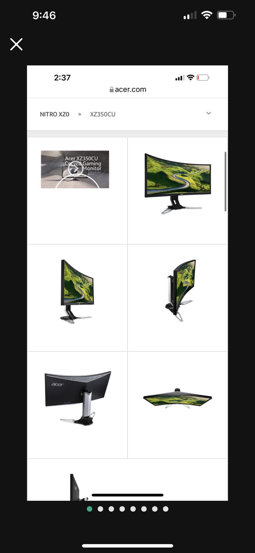 Acer XZ350CU  35" Curve Gaming Monitor 