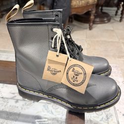 Dr. Martens 1460 Vegan Alumix Hex Gunmetal Grey Metallic Embossed... Size 9