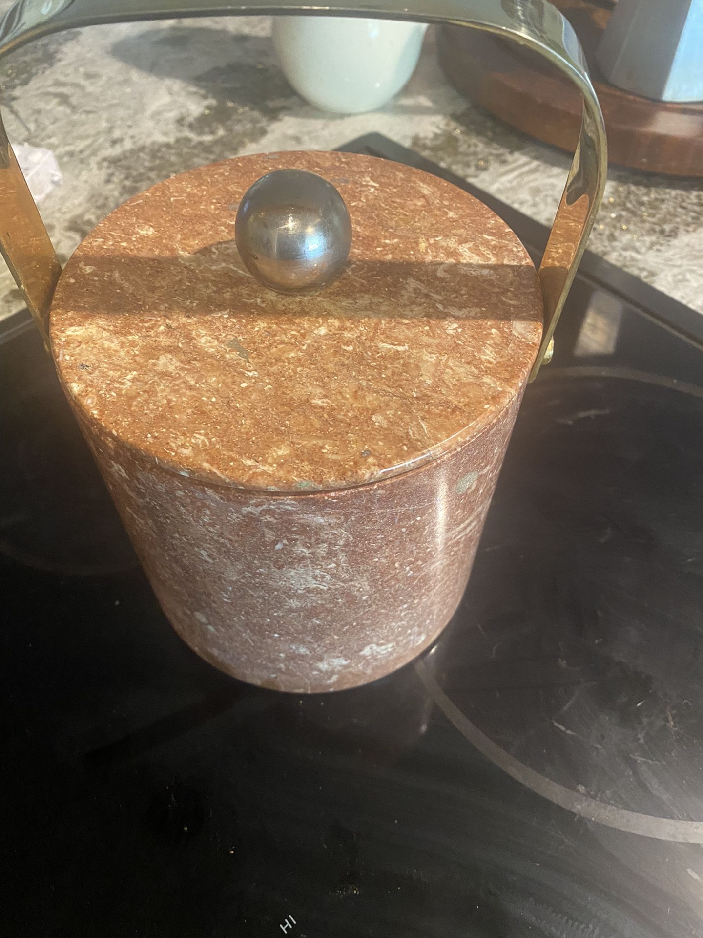 Beautiful Vintage Marble & Brass Ice Bucket - Perfect Condition