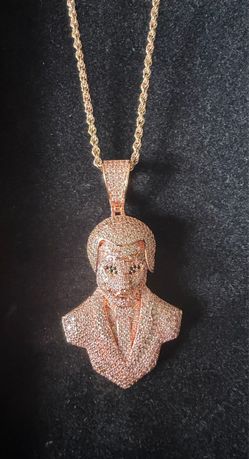 🔥 NEW Iced Joker Pendant + Rope Chain – Rose Gold Tone – 5A CZ
