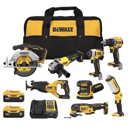 DEWALT 20V Lithium-Ion Cordless 8-Tool Combo Kit with (2) 5.0 Ah Batteries and Charger