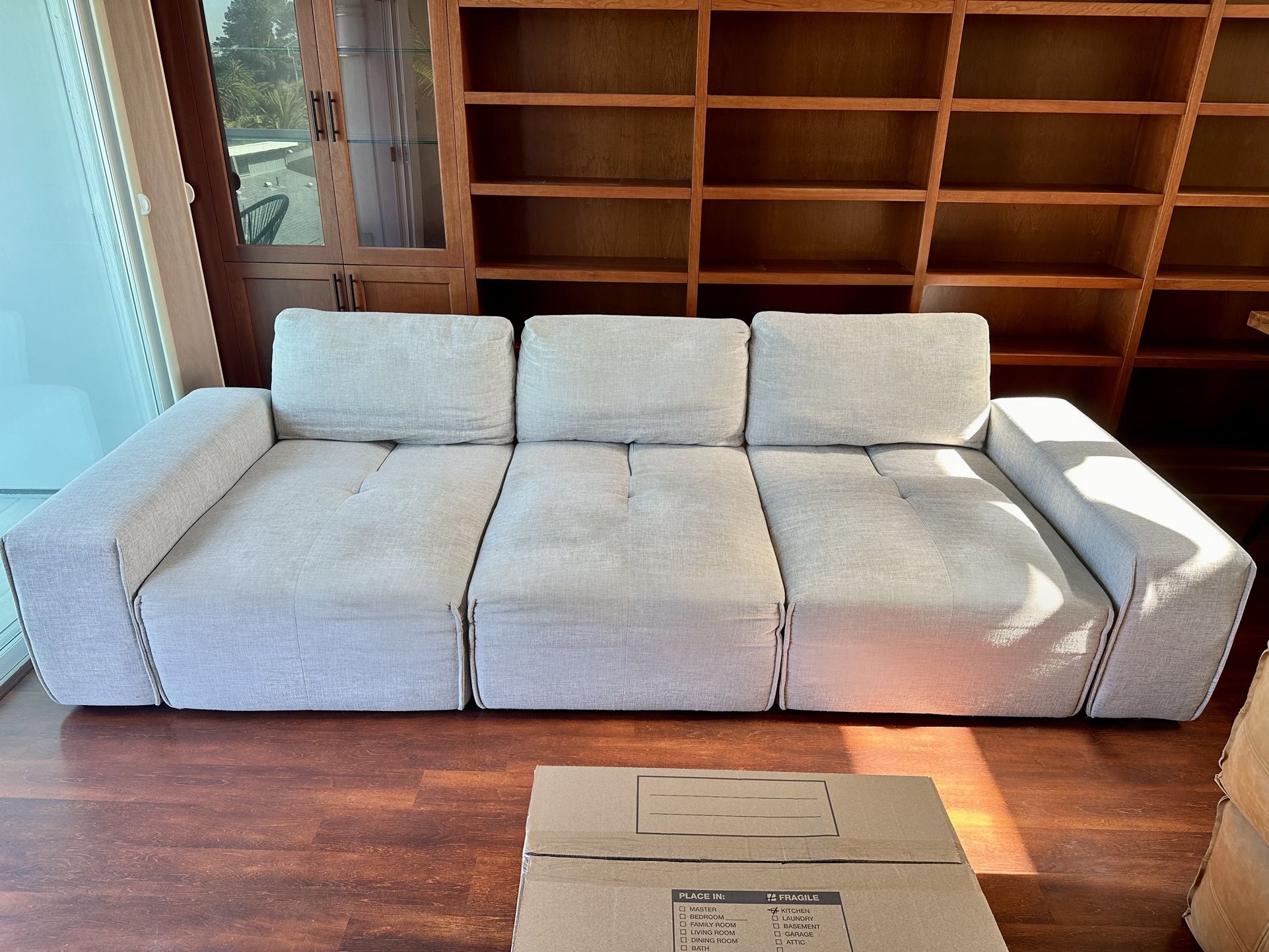 Very Comfortable Grey Upholstered Couch / Sofa
