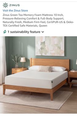 Queen Memory Foam Mattress + Platform Bed Frame