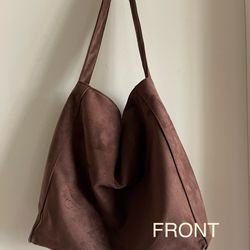Trendy Slouchy Suede Tote in Coffee Brown