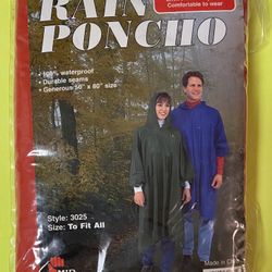 Adult Rain Poncho - Red - One Size Fits Most