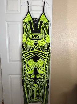 Neon Green Tribal Print Maxi Dress