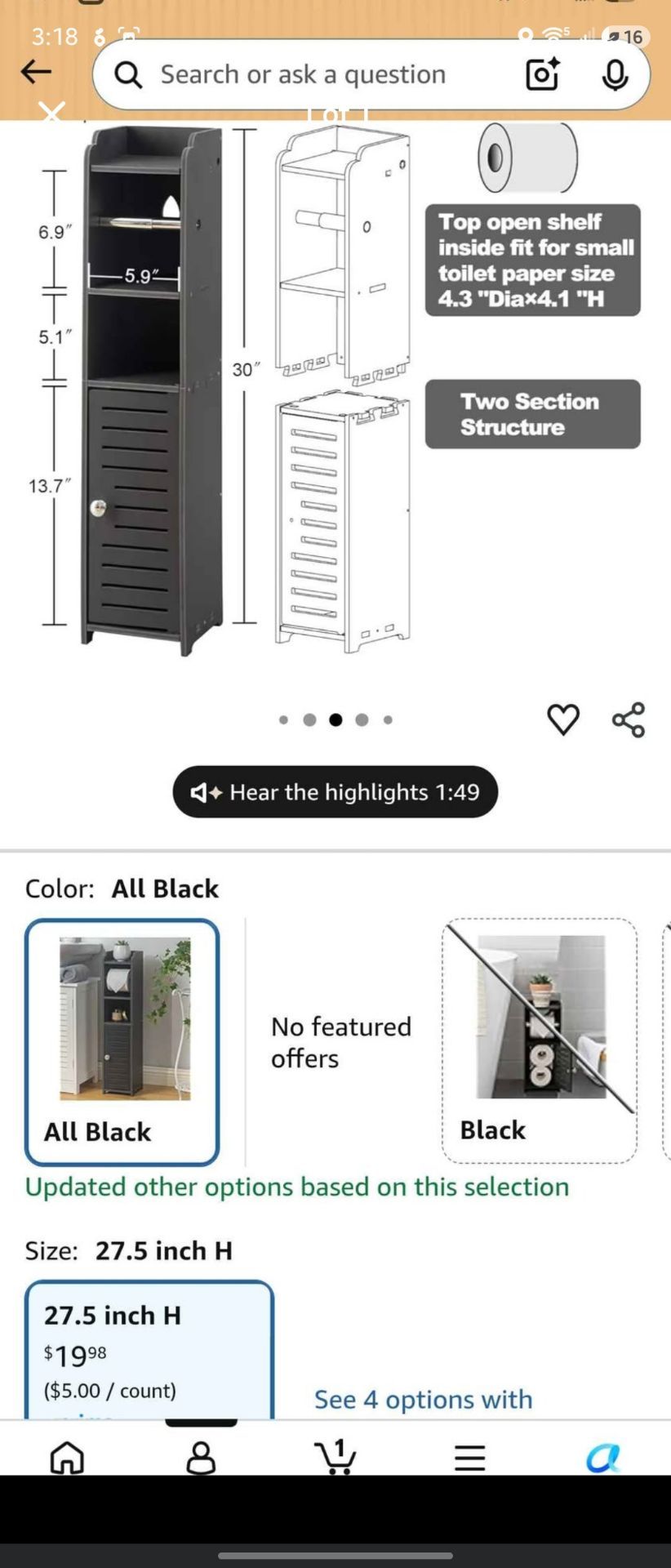 Slim cabinet