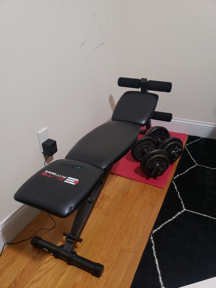 Workout Bench Adjustable Optional Adjustable Dumbells 60 Lbs