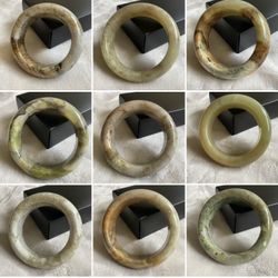 9 New Jade Bangles Wide With Defects 