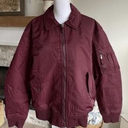 Men's Banana Republic Jacket XL Aviator Bomber Burgundy