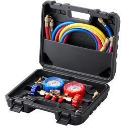 500*AC Gauge Set - 3 Way AC Manifold Gauge Set for R134A R22 R12 R502 Refrigerant, Freon Gauges with 5ft Hoses, Couplers, Can Tap Works on Car Auto Fr