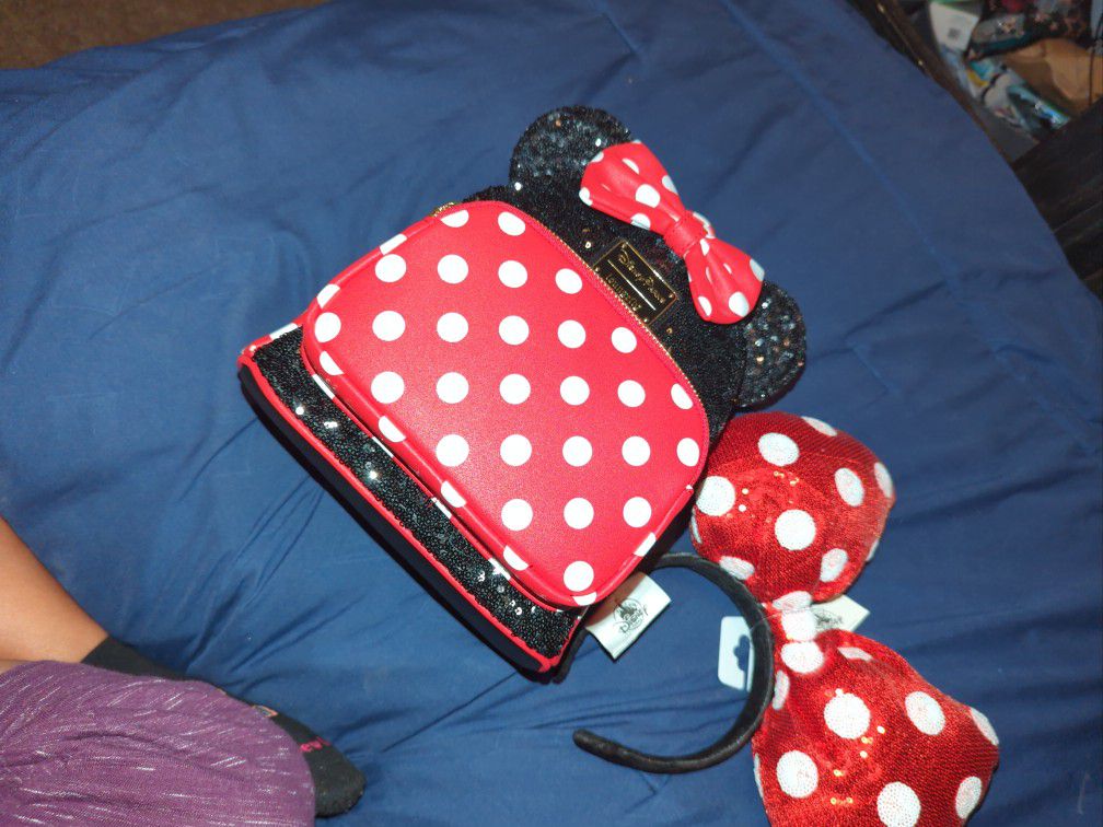 Minnie Mouse Disney Parks Polka Dot LOUNGEFLY Set