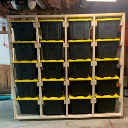 Custom-Built Storage Bin Shelves 