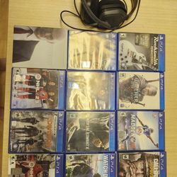 Playstation  Games And Headset Plus Wireless  Controller 