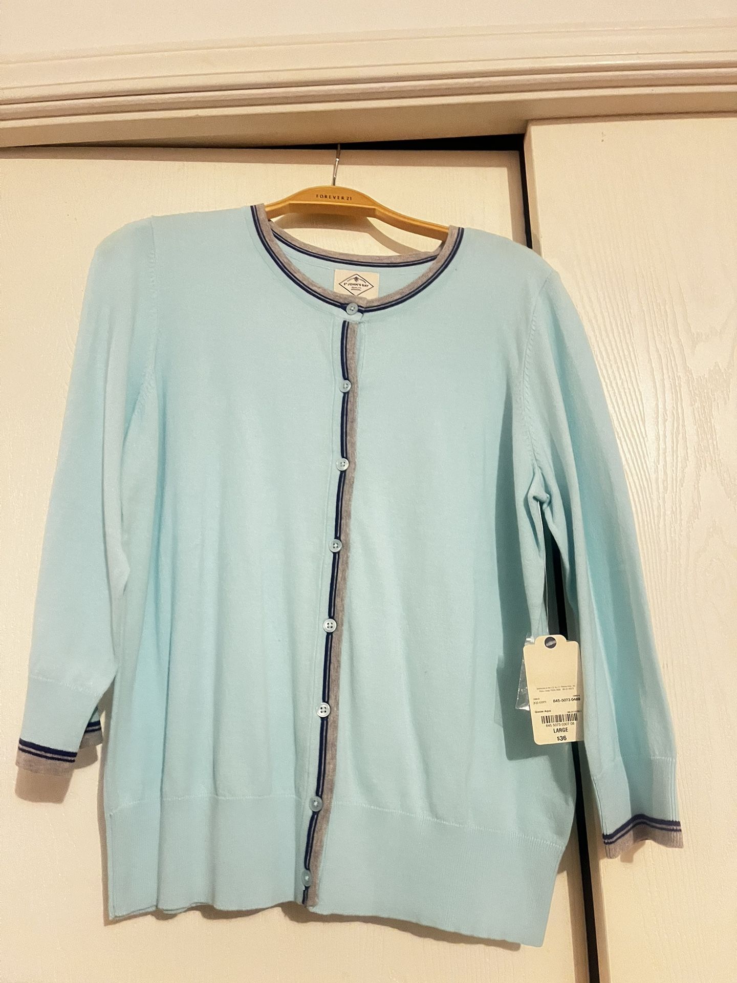 Women’s 3/4 Sleeve Cropped Cardigan St John’s Bay New Size L