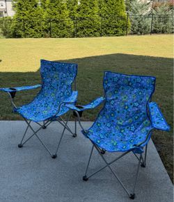 Two Folding Camping Chairs with Cup Holders – Set of 2