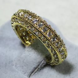 18k Gold Filled Multi CZ Wedding Band Ring Size 7