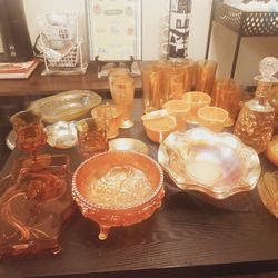 Depression and carnival glass sold as a lot