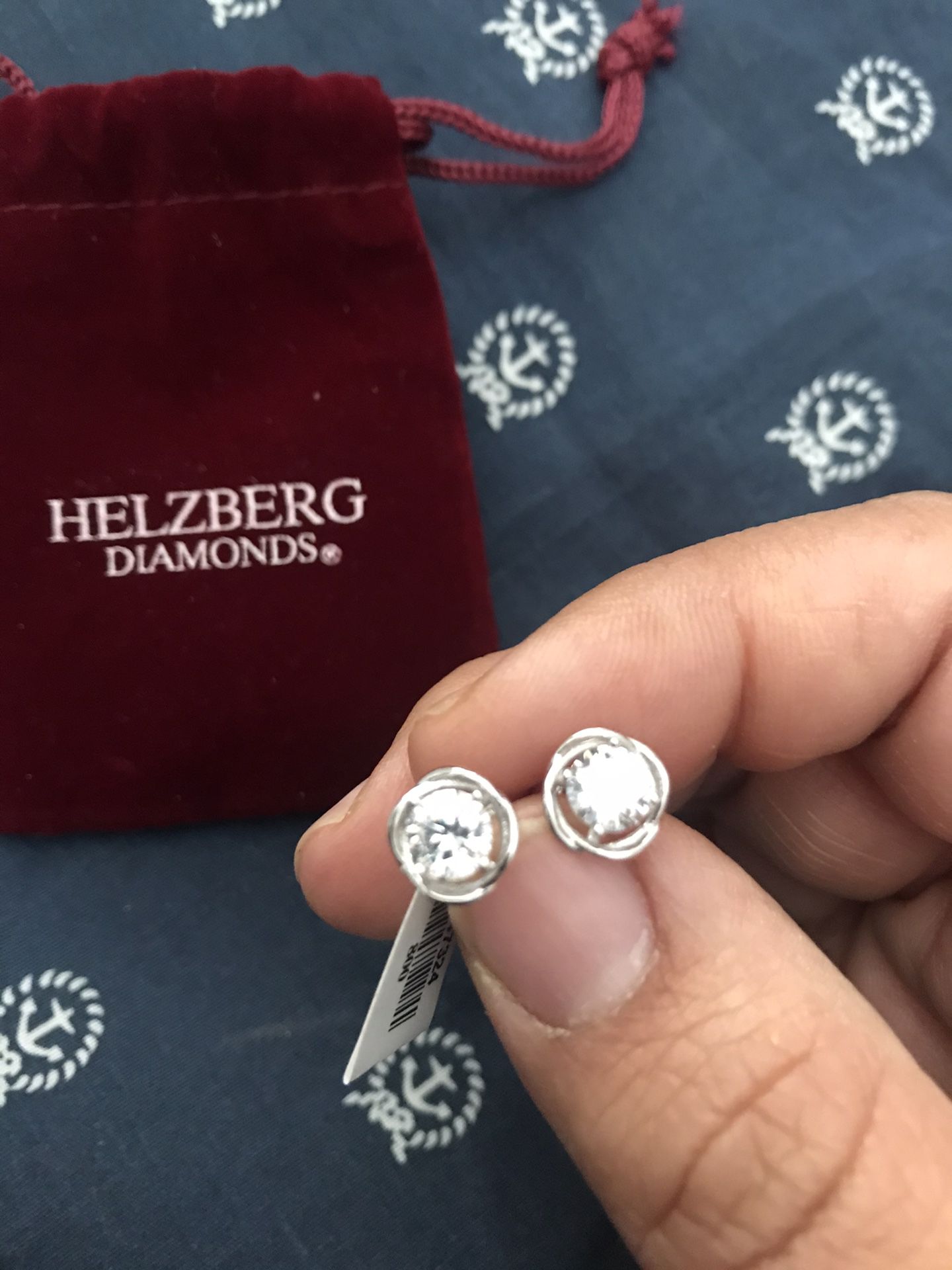 Cubic Zirconia Diamond Sterling Silver Post/Stud Earrings