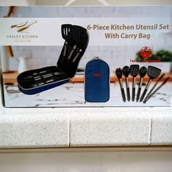 Kitchen Utensils Set (6-piece) + Travel Case New / Great For Apartments Or Camping 