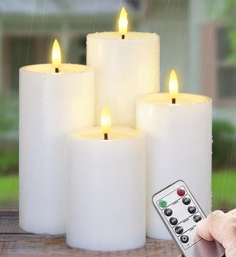 New Outdoor 4pcs Flameless Waterproof Candles with Handy Remote Control