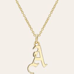 14K Gold Gothic Initial A Pendant 