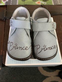 Leather prince blue jack and lily little kid baby shoes 12-18 months