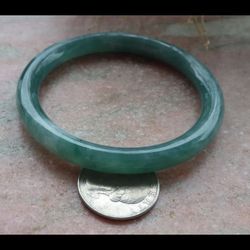 100391 Certified Jadeite Jade Green Circle Bangle Bracelet 56mm 