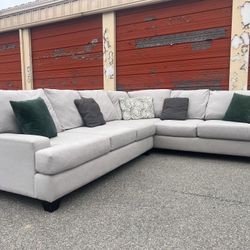 Large Light Gray Living Spaces Sectional Sofa Couch