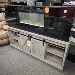 Brand New Tv Stands 71 Inch Grey $319 Or Black Fired Place W/ LED & HEATHER $449 
