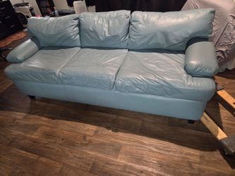 Creative Leather Blue Sofa 3 seater 87in.