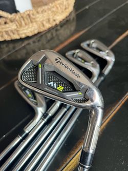 TAYLORMADE M2 VERSION 2 GOLF IRON SET 6-PW AW W REAX STIFF +2” LENGTH