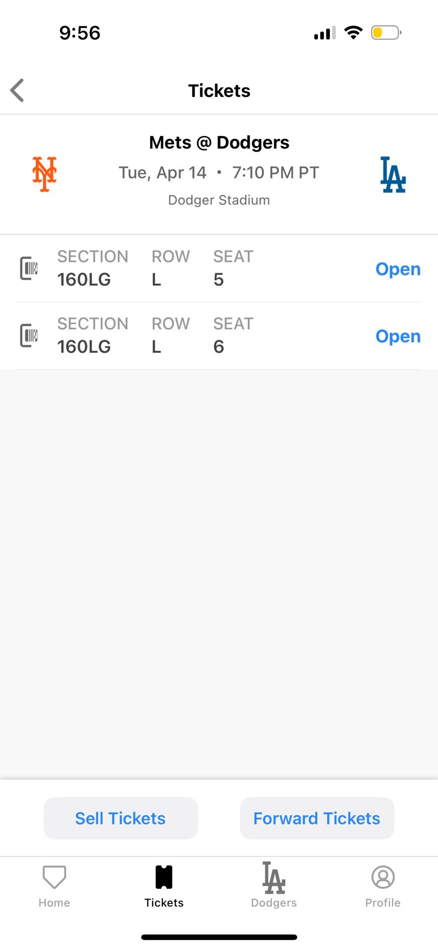 Dodgers vs Mets April 14