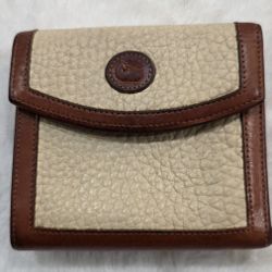 Vintage Dooney & Bourke All Weather Leather Brown Framed Snap Wallet
