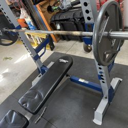 Weight Bench and 350 of Olympic Weights