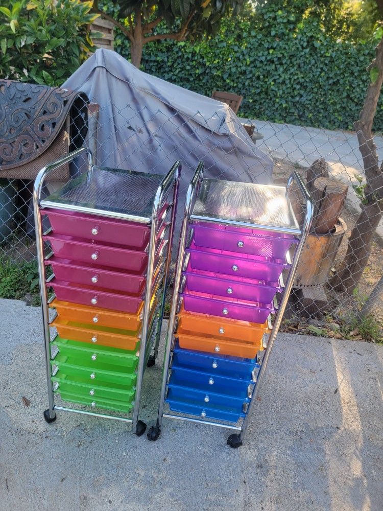 2 Drawer Organizer Carts 10 I'm Each Multiple Colors 
