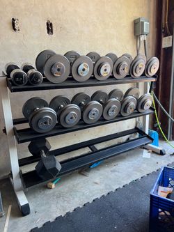 Dumbbells and rack
