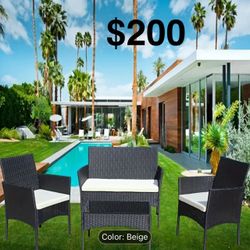 Outdoor furniture set of 4!(1 loveseat, 2 armchairs and 1 table) BRAND NEW IN THE BOX!