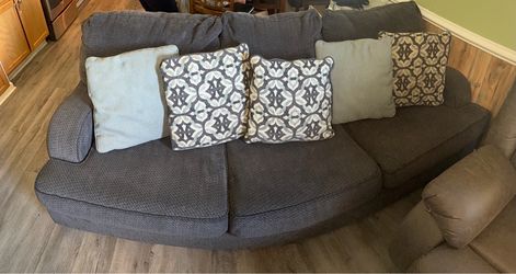 Large Dark Gray Curved Fabric Sofa