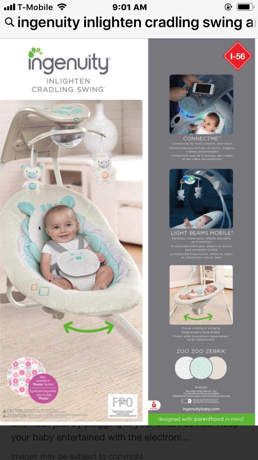 Ingenuity Inlighten Cradling Swing