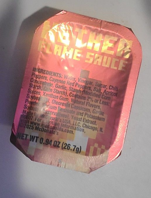 Nether Flame Sauce From The Minecraft Movie Meal At McDonalds