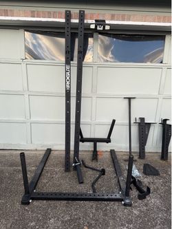Rogue squat rack and accessories
