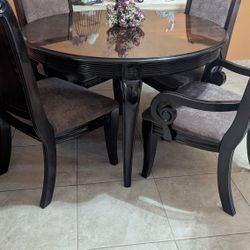 Comedor Madera  4 Sillas Tapiz  Nuevo Color Uva  