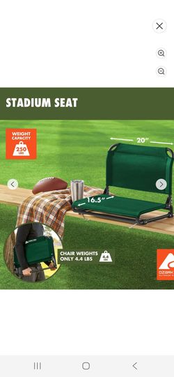 Ozark Trail Extra-Wide Dark Green Stadium Seat with Bleacher Hooks and Bungee Comfort